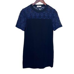 A.L.C Navy Blue Black Floral Lace Shift Dress Size 4